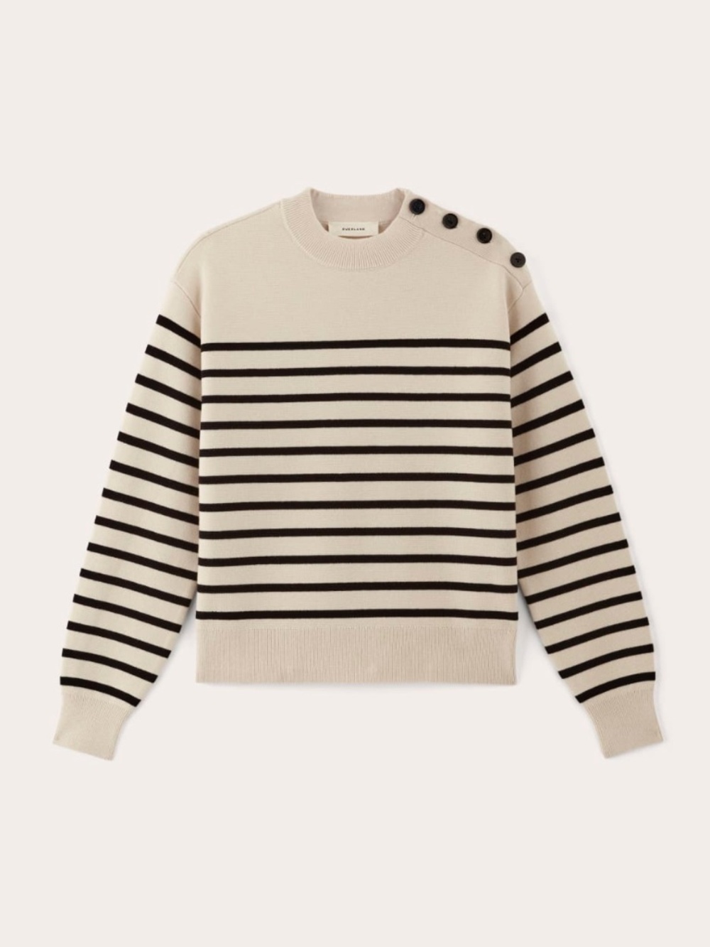 Everlane Mariner Crew Neck Sweater in Canvas/Black